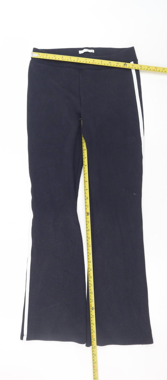 Womens UK Size M Zara Regular Fit Casual Travel Black Trousers