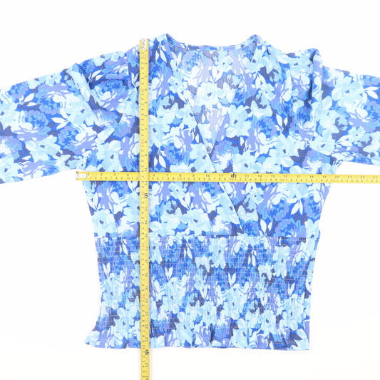 Womens UK Size 14 Gallery Blue Wrap Blouse