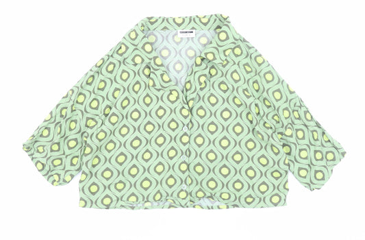 Womens UK Size M Noisy may Green Cropped Button-Up