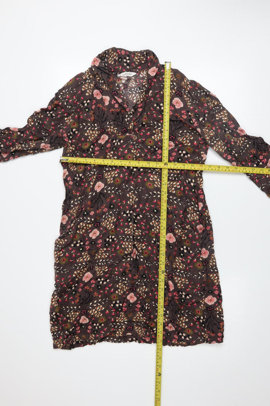 Nomads Women Brown Floral Viscose Shift Dress Size 12