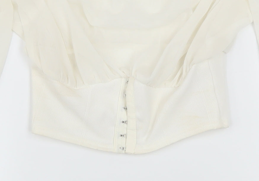 Womens UK Size 6 PRETTYLITTLETHING Ivory Cropped Blouse