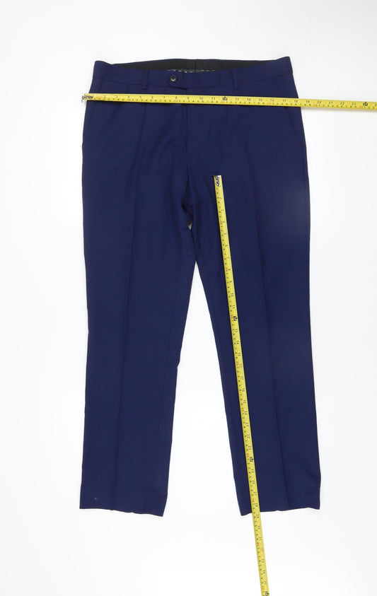 Mens UK Size 34 NEXT Regular Fit Dress Pants Blue Trousers