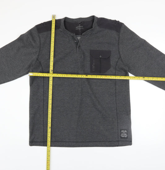Mens UK Size L Denim Seventy3 Grey Henley Sweatshirt