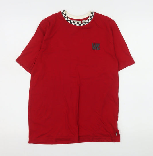 Womens UK Size L VANS Red Ringer T-Shirt