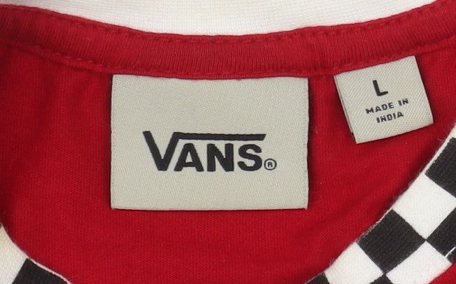 Womens UK Size L VANS Red Ringer T-Shirt