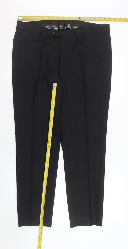 Mens UK Size 36S Benetti Slim Fit Dress Pants Black Trousers