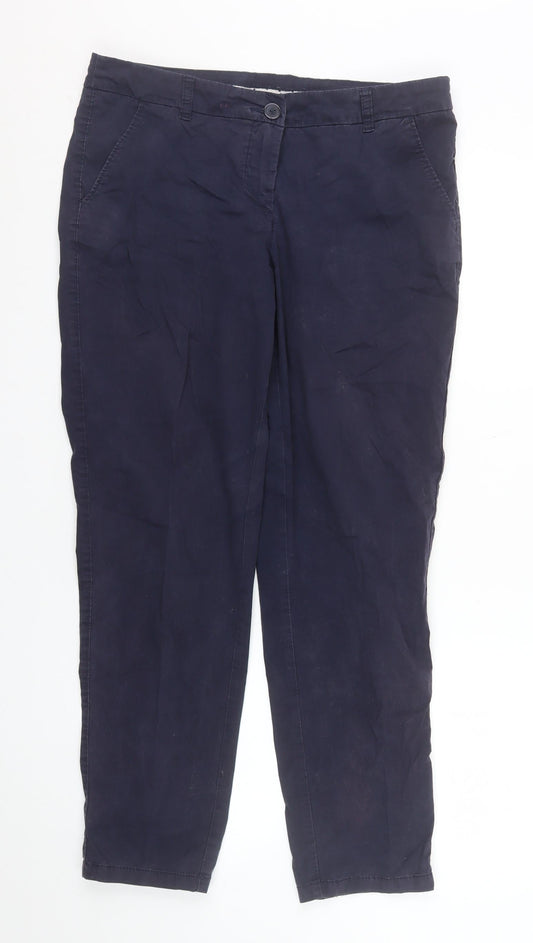 Womens UK Size 12-14 Avenue Regular Fit Chino Blue Trousers