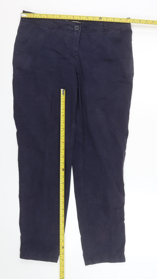 Womens UK Size 12-14 Avenue Regular Fit Chino Blue Trousers