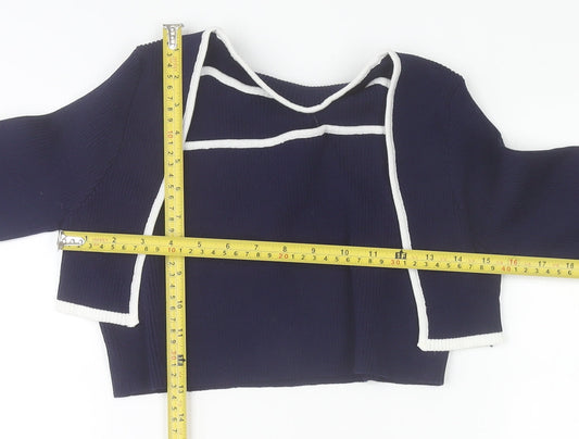 Womens UK Size XL Cider Blue Cropped Blouse