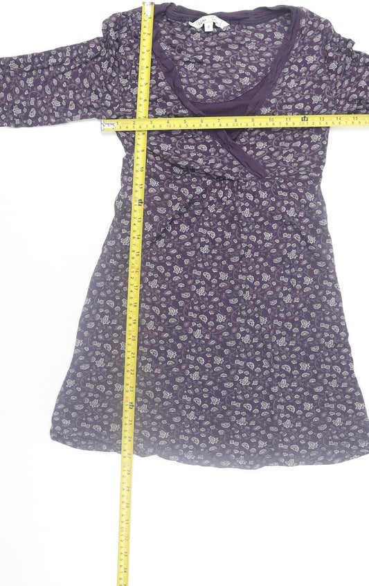 Womens UK Size 8 Fat Face Purple Wrap Blouse