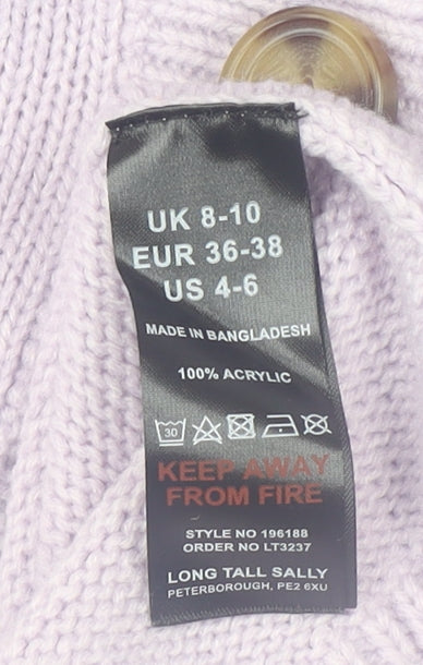 Womens UK Size 8-10 Long Tall Sally Purple Henley Jumper
