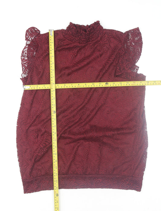 Womens UK Size 12 M&Co Red Tunic Blouse