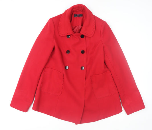 Womens UK Size 12 New Look Red Pea Coat