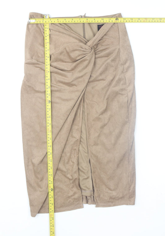 Womens UK Size M WOW Couture Wrap Suede Skirt