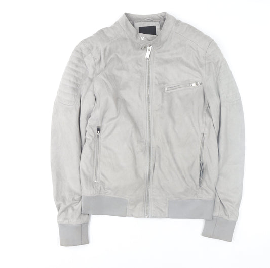 Womens UK Size S River Island Grey Bomber Jacket