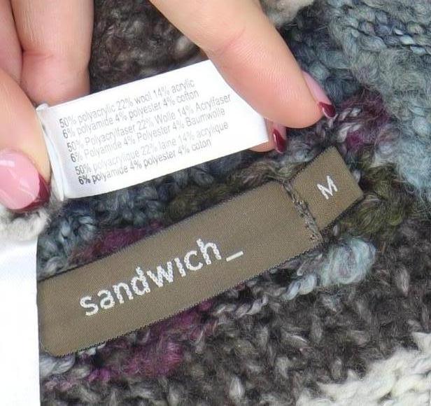 Womens UK Size M Sandwich Multicoloured Cardigan Jumper