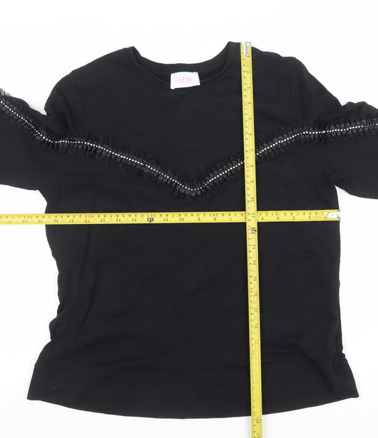 Womens UK Size 14 Sandro Black Pullover Sweatshirt