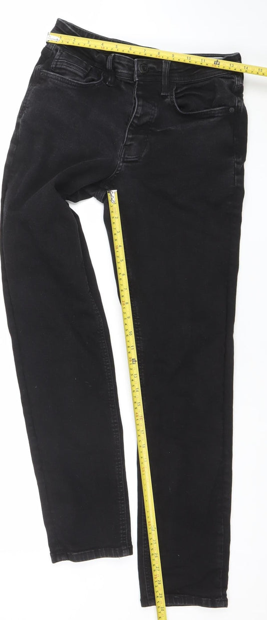 Mens UK Size M Denim Co. Slim Fit Slim Black Jeans