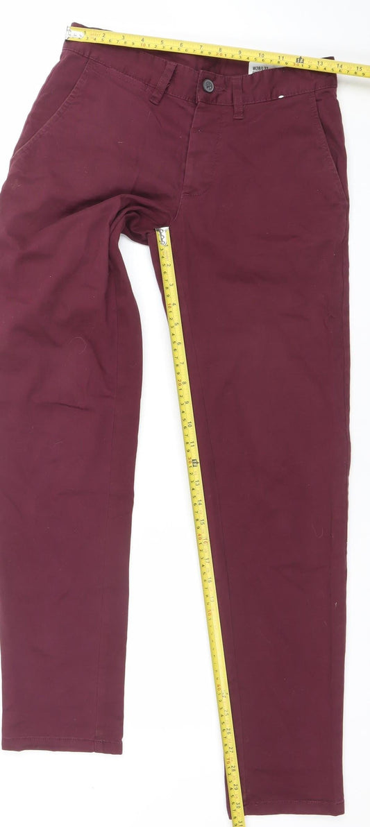 Mens UK Size 28 in Denim Co. Slim Fit Chino Red Trousers