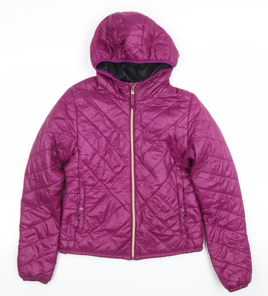 Girls UK Size 8 Years Bershka Purple Puffer Jacket