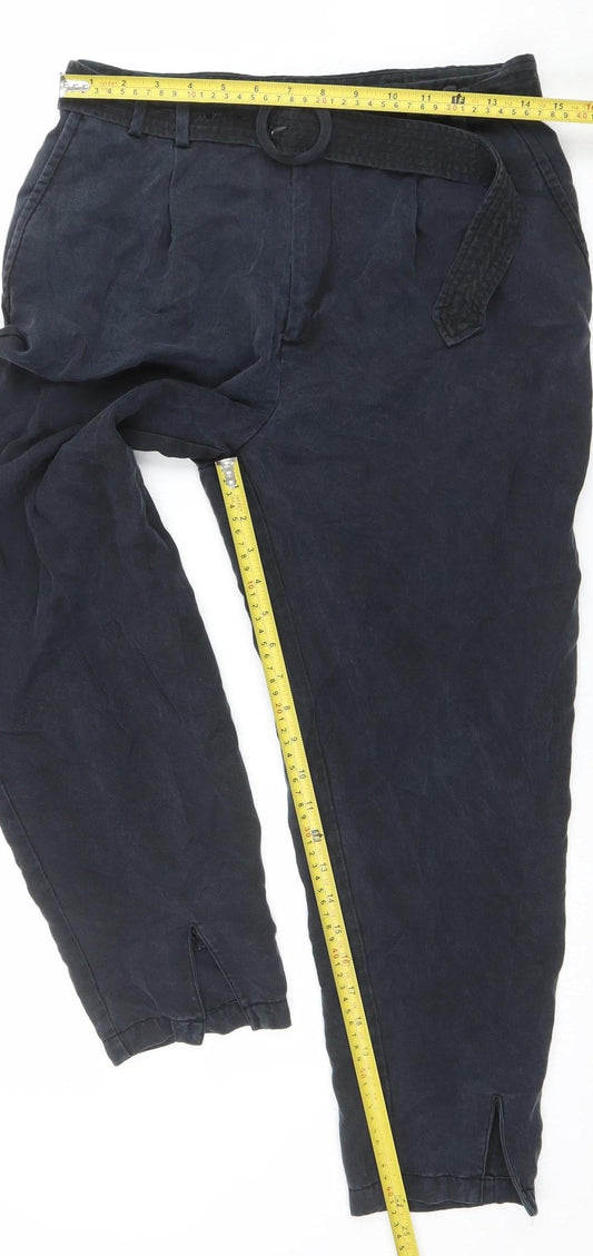 Womens UK Size 10 Ted Baker Regular Fit Paperbag Blue Trousers