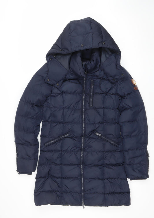 Womens UK Size 8 Superdry Blue Puffer Jacket
