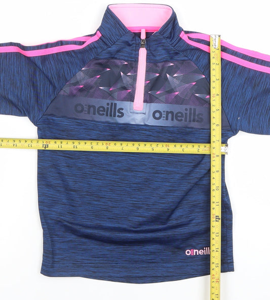O’Neills Girls Blue Pink 1/4 Zip Long Sleeve Sports Top Age 3-4 Years