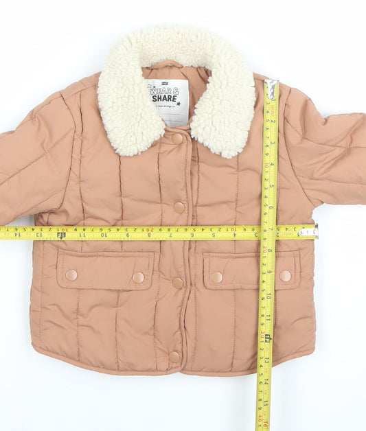 F&F Unisex Baby Beige Quilted Padded Jacket 18-24 Months