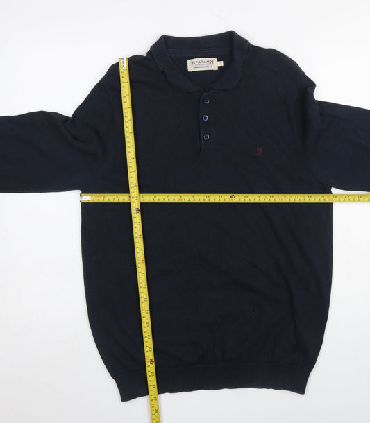 Mens UK Size L Farah Blue Henley Jumper