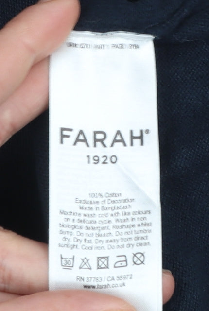 Mens UK Size L Farah Blue Henley Jumper