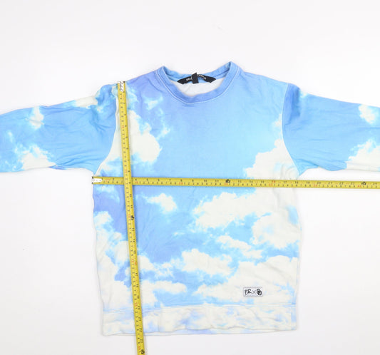 Womens UK Size S Breaking Rocks Blue Pullover Sweatshirt