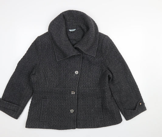 Womens UK Size 18 Red Herring Grey Pea Coat