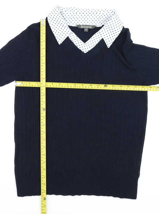 Womens UK Size 14 Bonmarché Blue Classic Button-Up