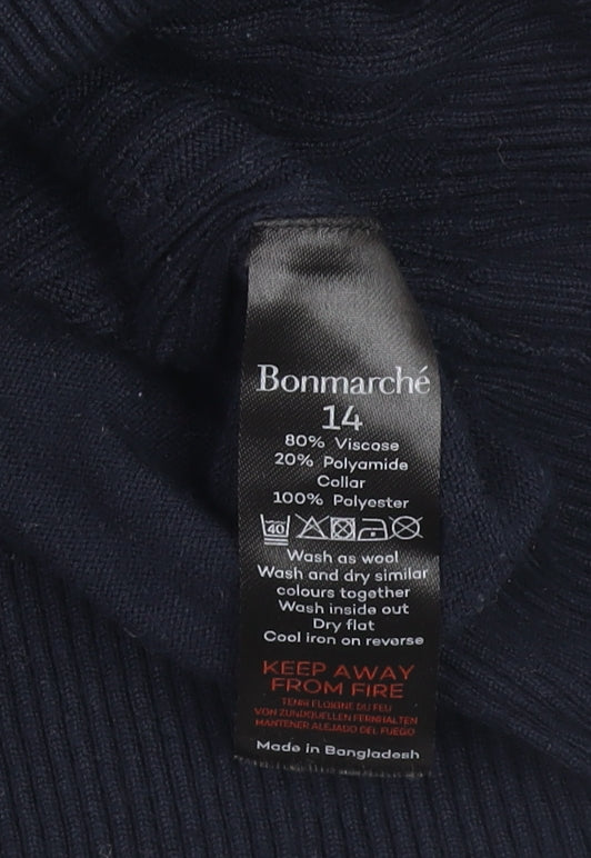 Womens UK Size 14 Bonmarché Blue Classic Button-Up