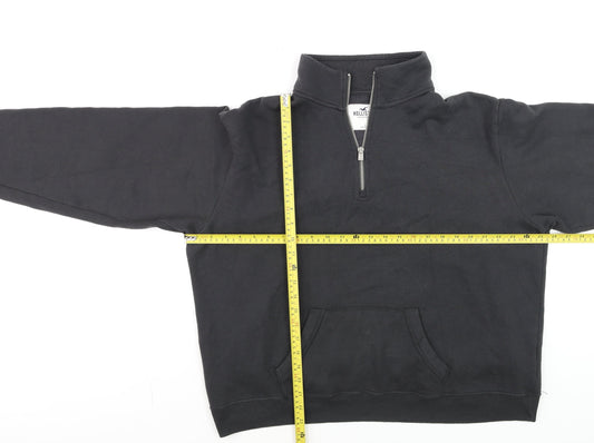Mens UK Size L Hollister Black 1/4 Zip Sweatshirt