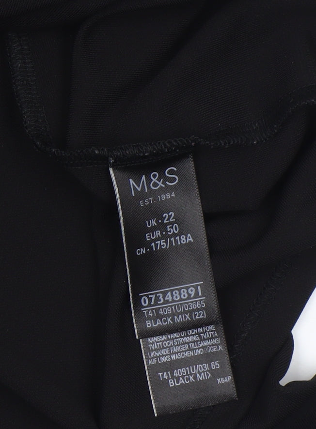 Womens UK Size 22 Marks and Spencer Black Basic T-Shirt