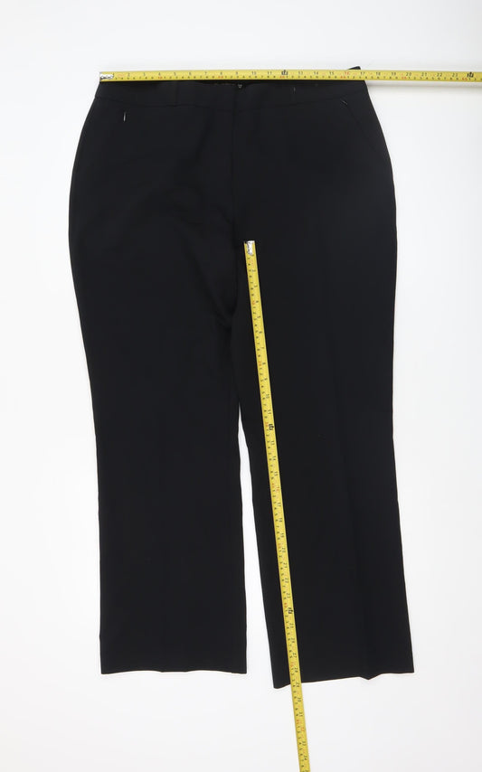 Womens UK Size 16 Dunnes Regular Fit Dress Pants Black Trousers