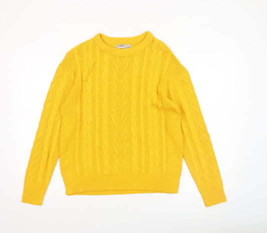 Womens UK Size S Pull&Bear Yellow Pullover Jumper