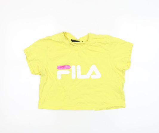 Womens UK Size M FILA Yellow Cropped T-Shirt