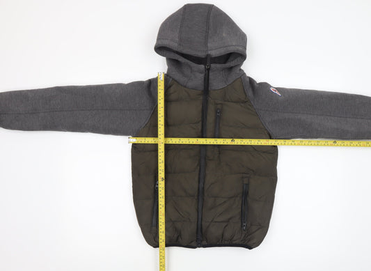 Invicta Boys Grey & Green Hooded Puffer Jacket 10 Years Polyester