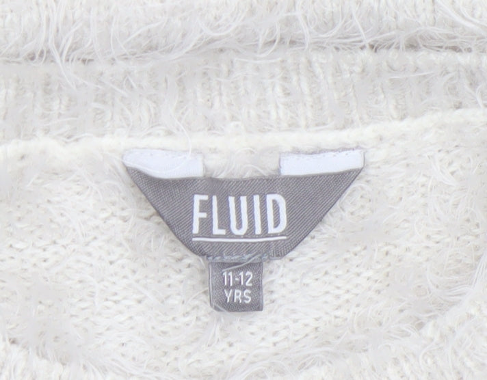 Girls UK Size 11-12 Years Fluid Ivory Pullover Jumper