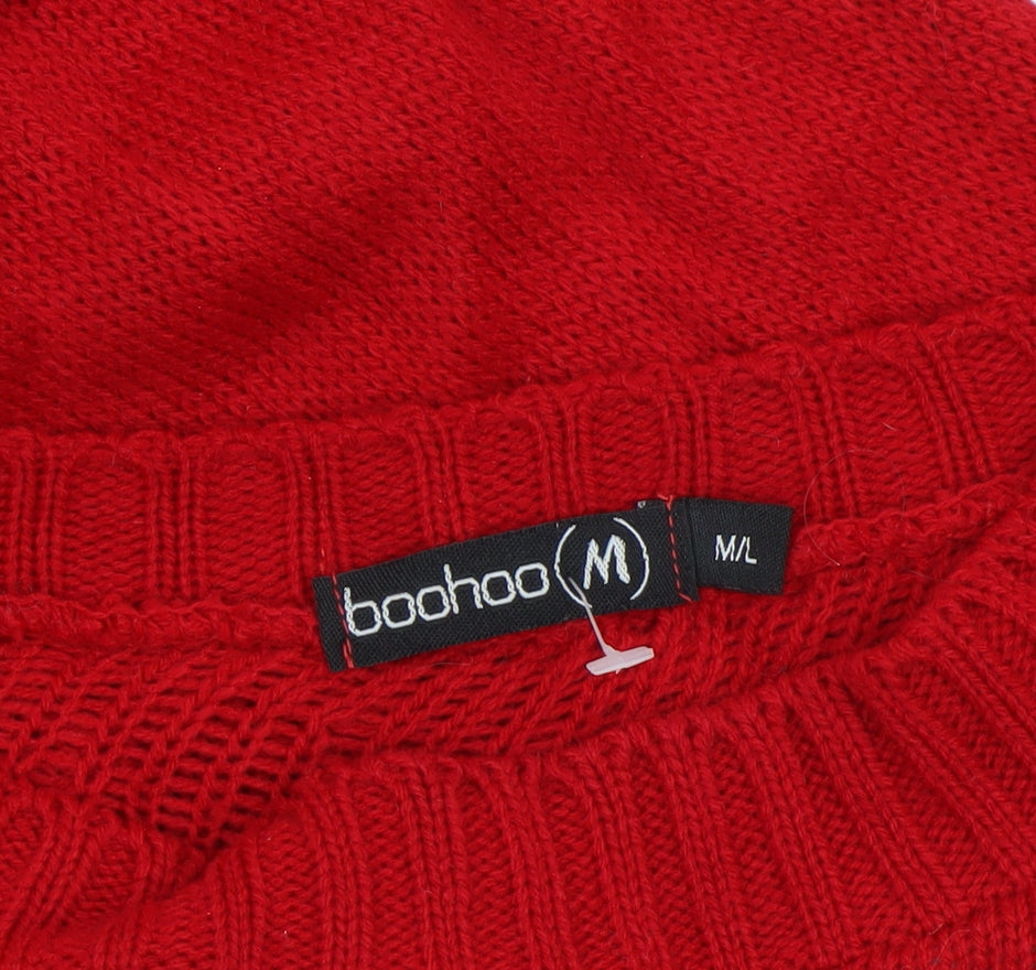 Womens UK Size M/L Boohoo Red Pullover Jumper