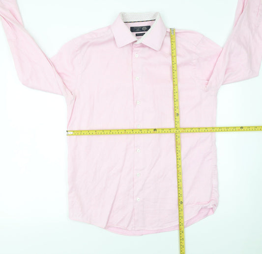 Mens UK Collar Size M Paul Costelloe Living Smart Pink Dress Shirt
