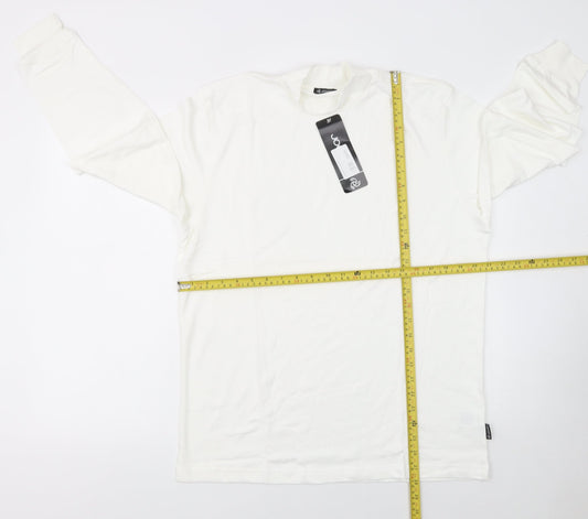 Jockey Men's White Long Sleeve Cotton Crew Neck T-Shirt M
