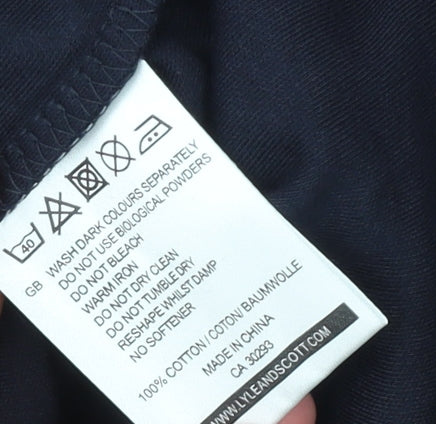 Lyle & Scott Men's Blue XL Long Sleeve Roll Neck Cotton T-Shirt