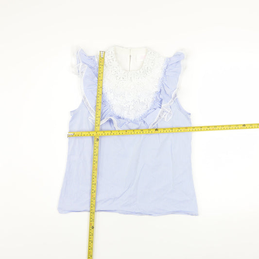 Womens UK Size XS Savida Blue Ruffle Blouse