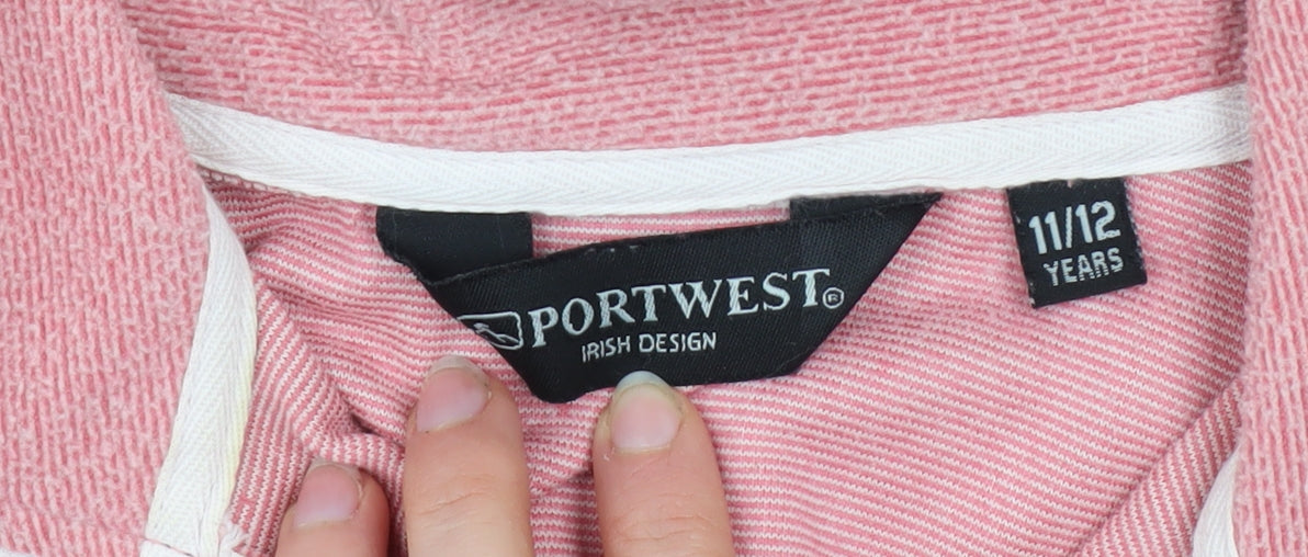 Additional view of Portwest girls’ pink fleece 1/4 zip pullover sweatshirt 11-12 years