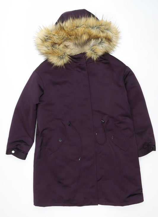 Womens UK Size 8 Marks and Spencer Purple Parka Coat