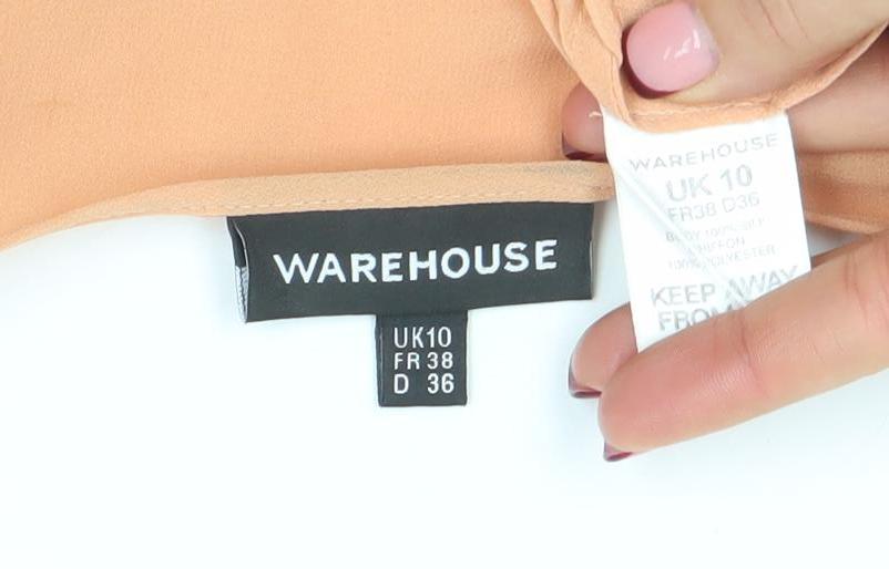 Womens UK Size 10 Warehouse Beige Wrap Blouse