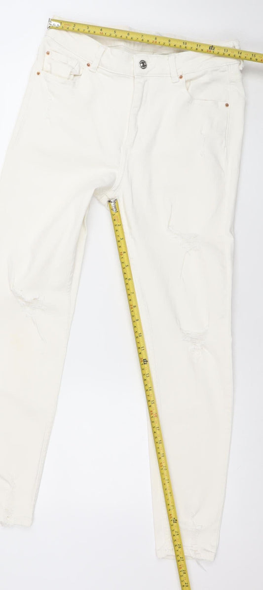 Womens UK Size 14 denim co Slim Fit Skinny White Jeans